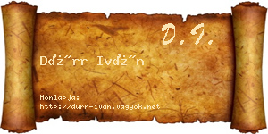 Dürr Iván névjegykártya